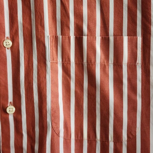 Peter Millar Mens Button Up Shirt Long Sleeve Striped Cotton Brown White Size L - Picture 3 of 8